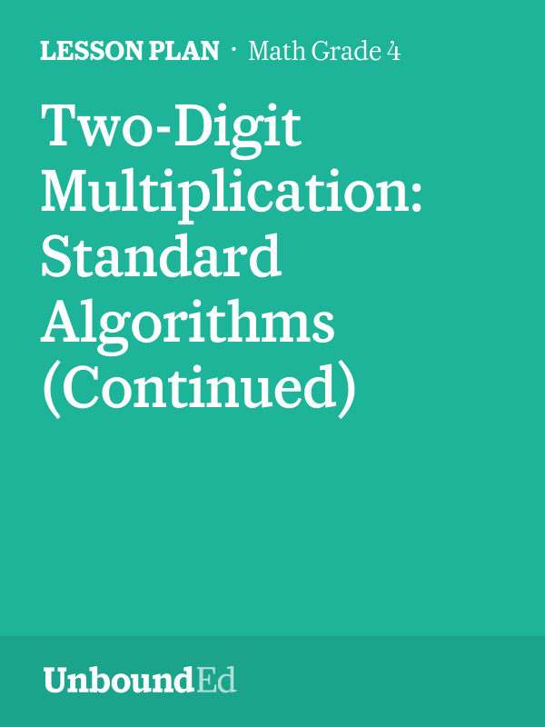 MATH G4 TwoDigit Multiplication Standard Algorithms (Continued)