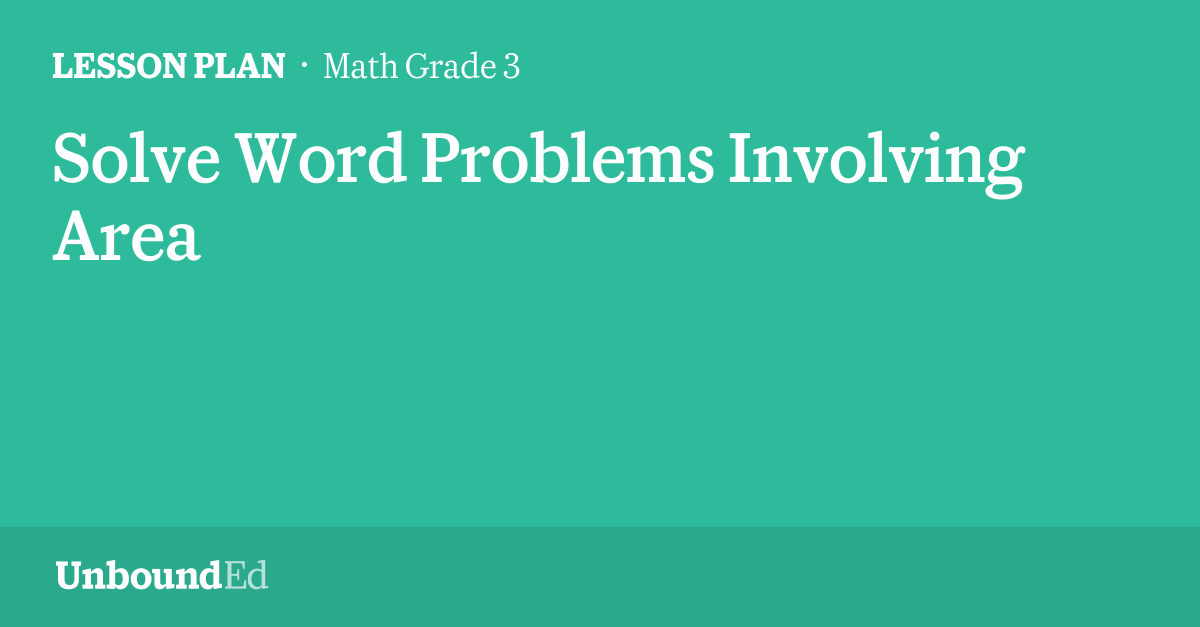 MATH G3: Solve Word Problems Involving Area